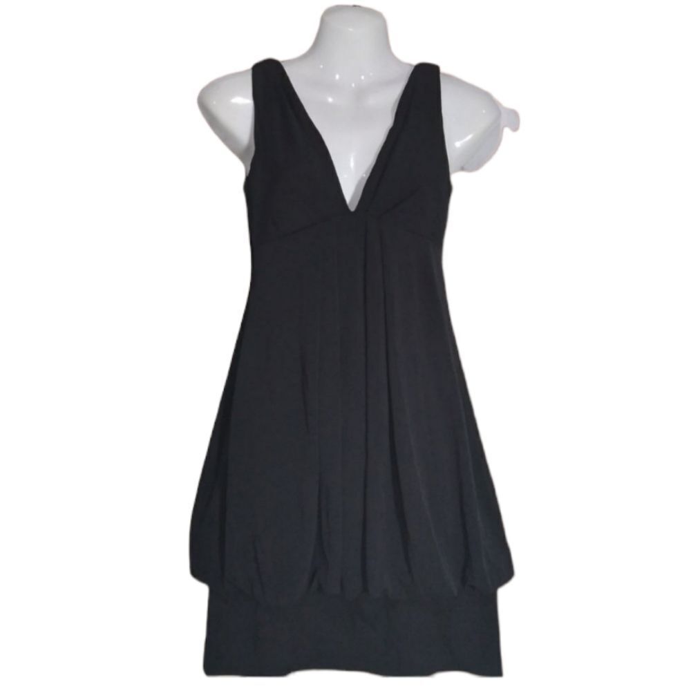 AGB black plunge stretch dress 4P